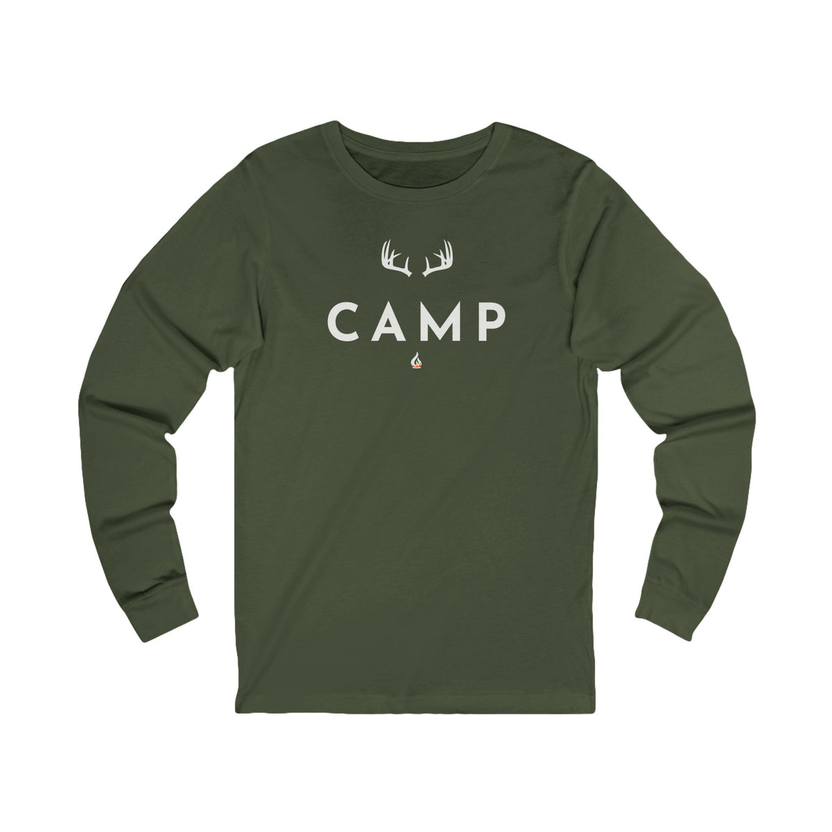 Deer Camp Antlers Long Sleeve Tee — Minimal Outdoor Camping Shirt