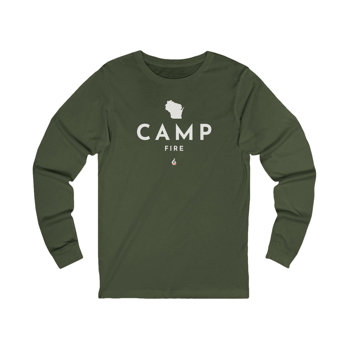 Wisconsin Campfire Long Sleeve Tee — Minimal Outdoor Camping Shirt