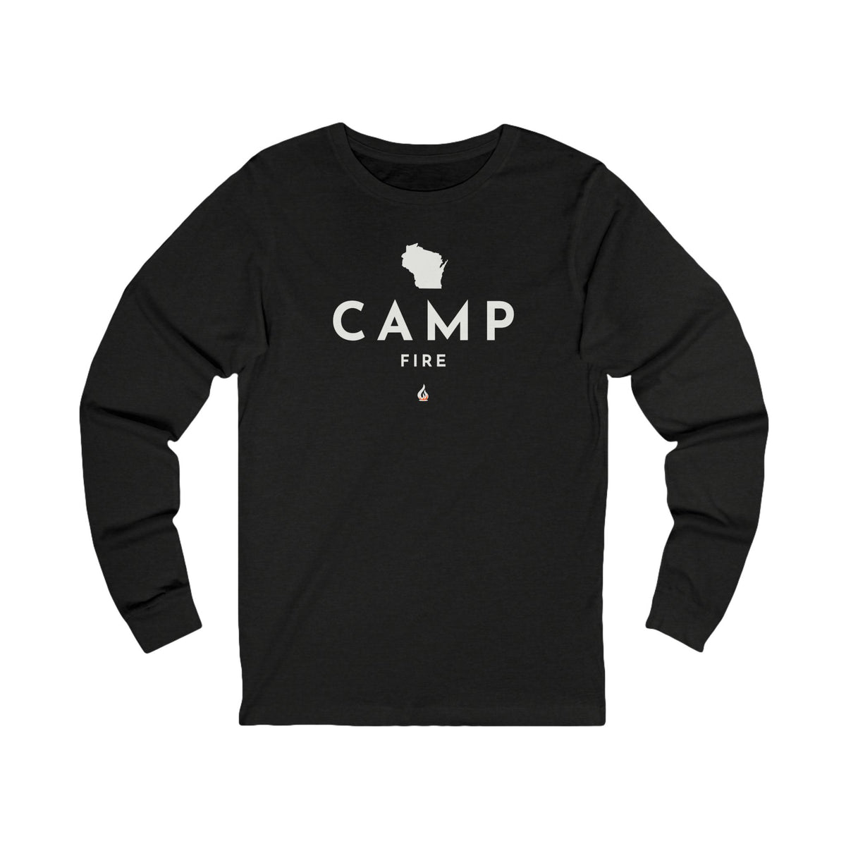 Wisconsin Campfire Long Sleeve Tee — Minimal Outdoor Camping Shirt