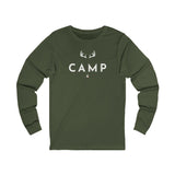 Deer Camp Antlers Long Sleeve Tee — Minimal Outdoor Camping Shirt