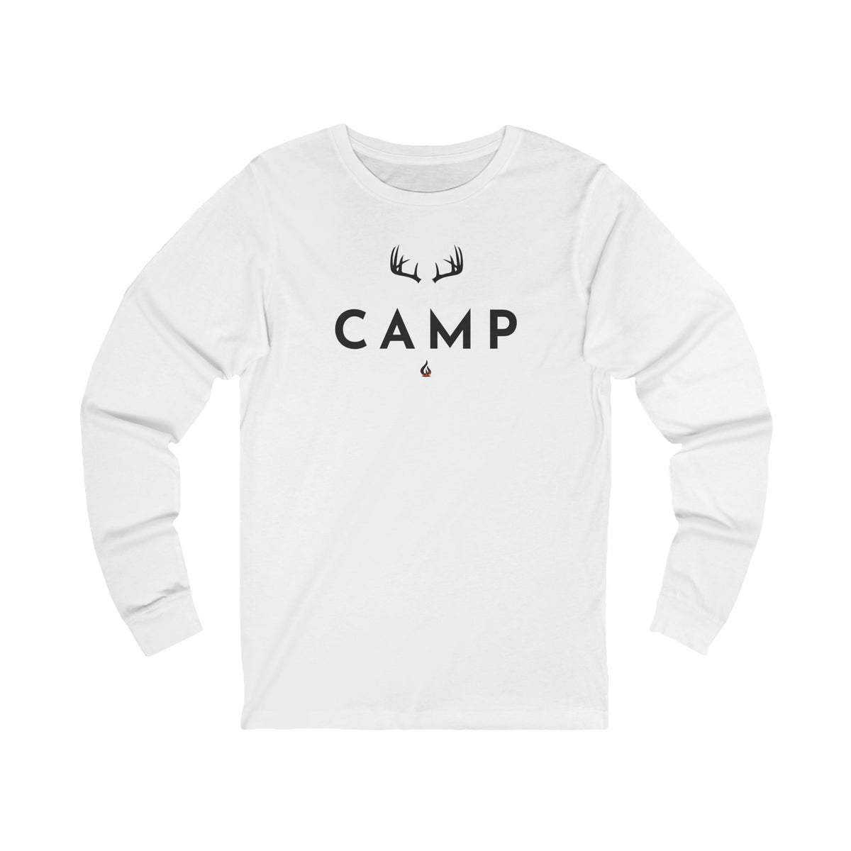 Deer Camp Antlers Long Sleeve Tee — Minimal Outdoor Camping Shirt