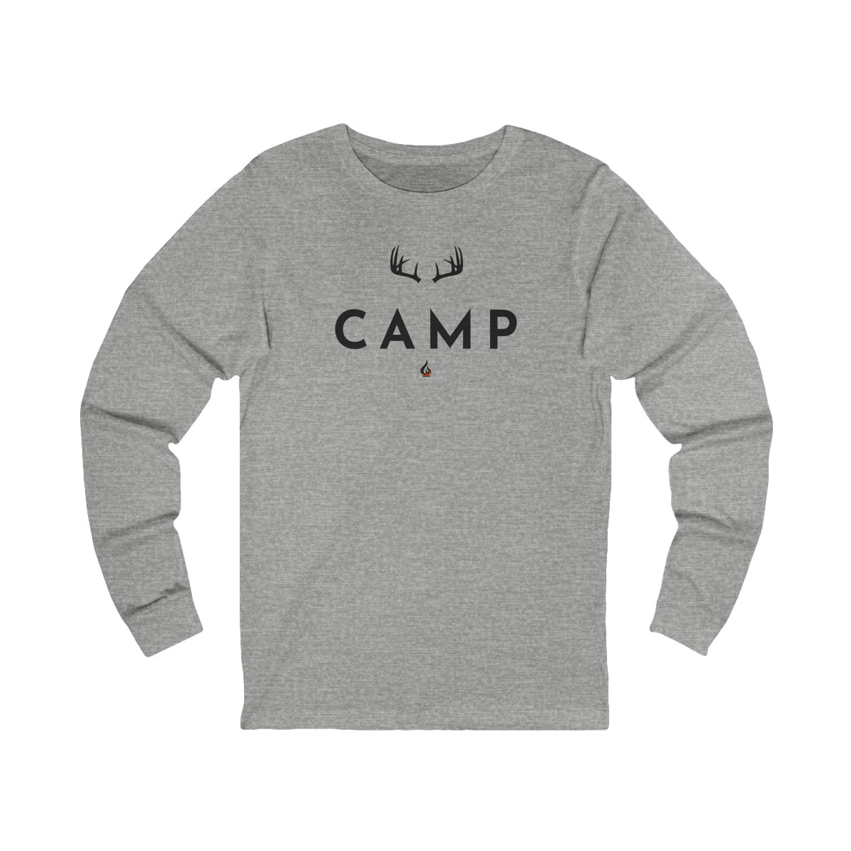Deer Camp Antlers Long Sleeve Tee — Minimal Outdoor Camping Shirt
