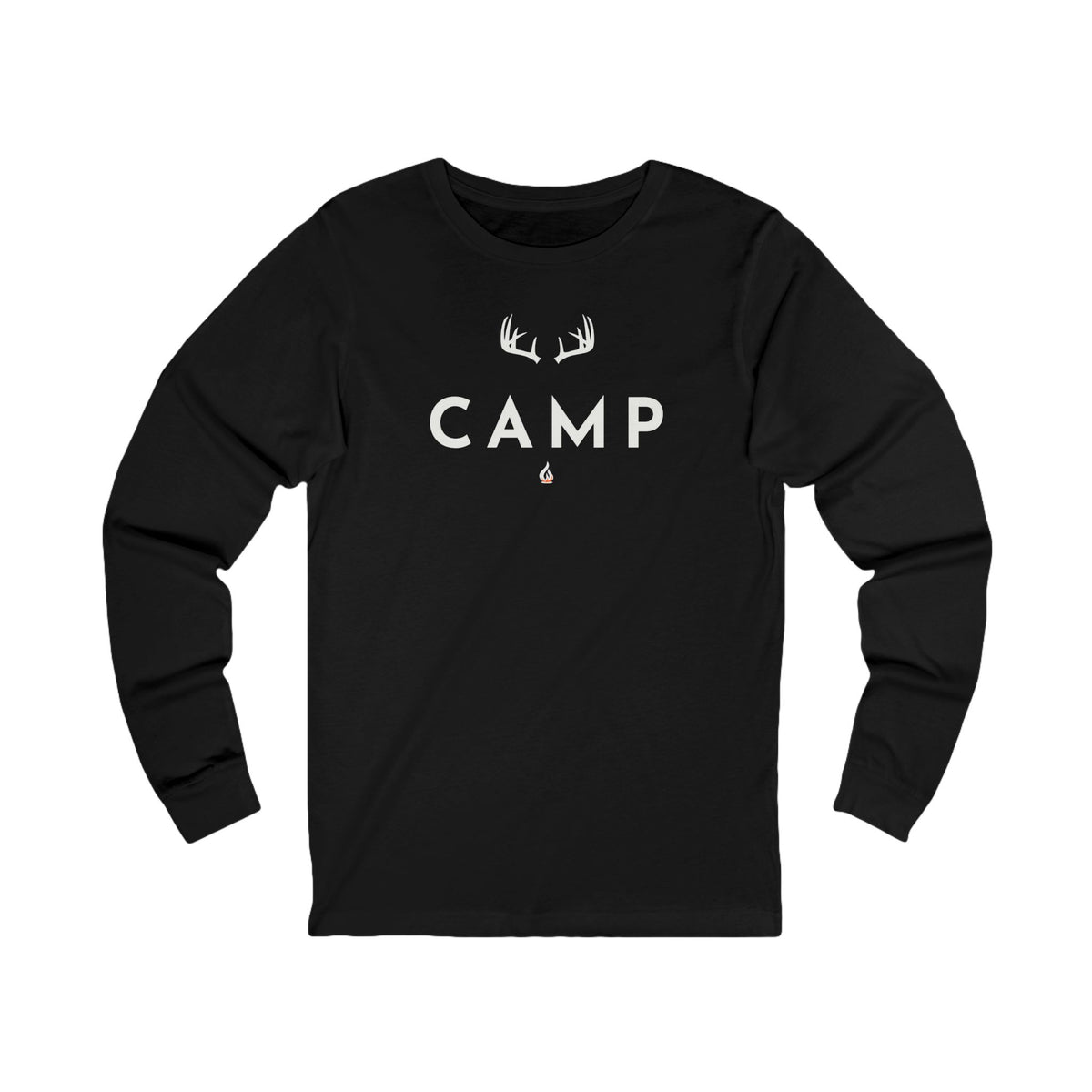 Deer Camp Antlers Long Sleeve Tee — Minimal Outdoor Camping Shirt