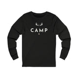 Deer Camp Antlers Long Sleeve Tee — Minimal Outdoor Camping Shirt
